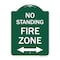 Signmission No Standing Fire Zone W/ Bidirectional Arrow, Green & White Aluminum Sign, 18" x 24", GW-1824-23587 A-DES-GW-1824-23587 - alternate 1